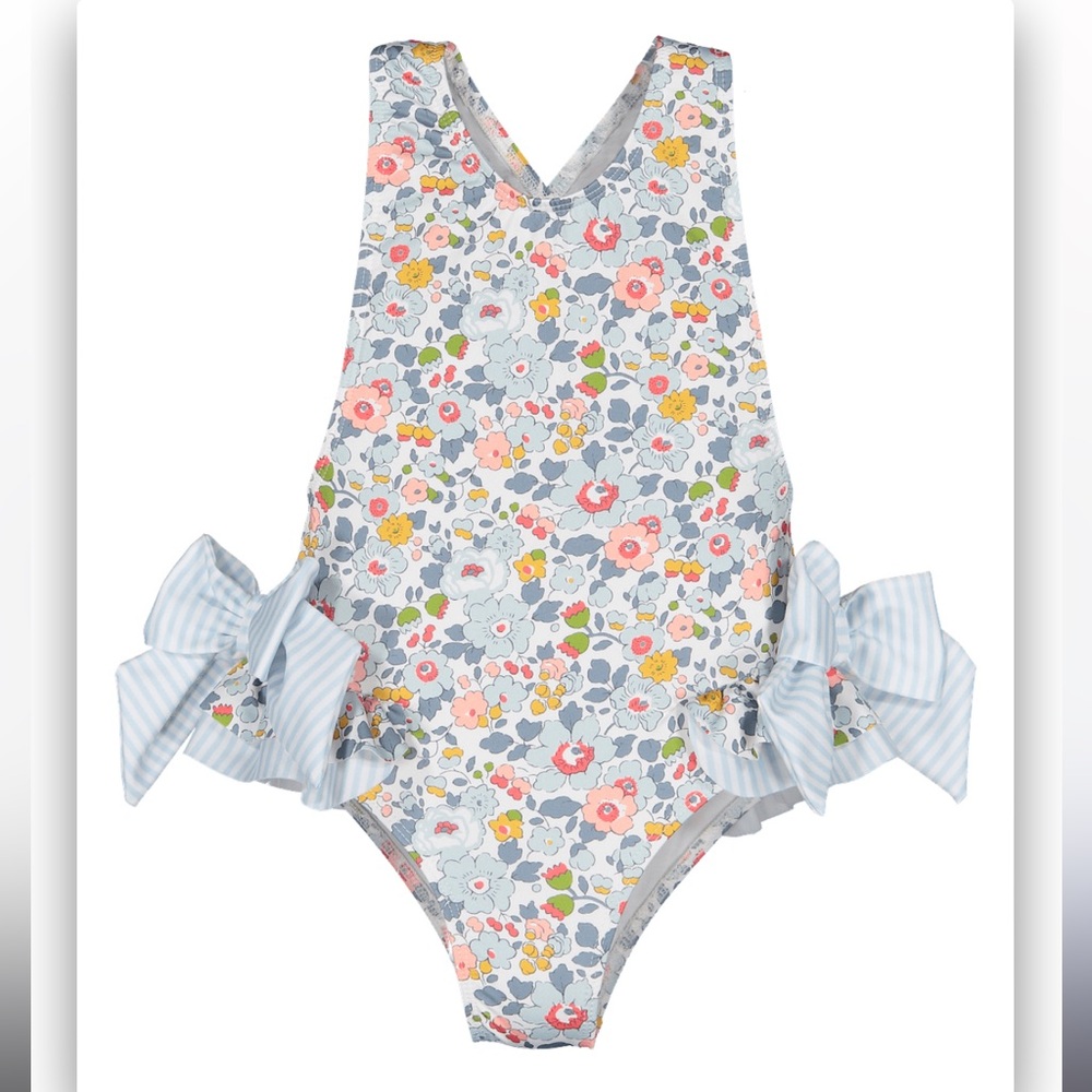 SAL & PIMENTA GIRLS SWIMSUIT LIBERTY BETSY FLORAL WITH BOWS size 12 months